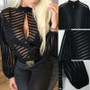 Mesh Net  Sheer Long Sleeve Shirt