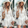 Women Lace V Neck Mini Boho Dress