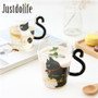 Justdolife 8.5oz Cute Creative Cat Milk Coffee Mug Water Glass Mug Cup Tea Cup Cartoon Kitty Home Office Cup For Fruit Juice