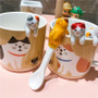 Japanese cat mug with a cute ceramic cup hanging spoon gift creative coffee cup milk cup mug cheshire cat CL10221429 sesame cat