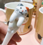 Japanese cat mug with a cute ceramic cup hanging spoon gift creative coffee cup milk cup mug cheshire cat CL10221429 sesame cat