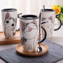 600ml Creative Cat Ceramic Mug With Lid and Spoon Cartoon Milk Coffee Tea Cup Porcelain Mugs Nice Gifts