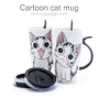 600ml Creative Cat Ceramic Mug With Lid and Spoon Cartoon Milk Coffee Tea Cup Porcelain Mugs Nice Gifts