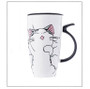 600ml Creative Cat Ceramic Mug With Lid and Spoon Cartoon Milk Coffee Tea Cup Porcelain Mugs Nice Gifts