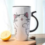 600ml Cute Cat Ceramics Coffee Mug With Lid Large Capacity Animal Mugs creative Drinkware Coffee Tea Cups Novelty Gifts milk cup