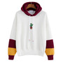 Harajuku Cactus Printed Oversized Hoodie Women Cute Pantchwrok White Sweatshirt Women Jumper Female Hoodies