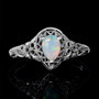 Handmade Water Drop White Fire Opal Gemstone Ring for Women