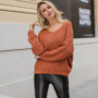 Lily Rosie Girl Black Lace Up V-Neck Sweater for Women