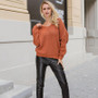 Lily Rosie Girl Black Lace Up V-Neck Sweater for Women