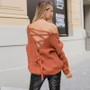Lily Rosie Girl Black Lace Up V-Neck Sweater for Women