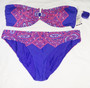 Ella Moss Bikini, Molded Cups, Removable Strap + Bottoms, Blue Pink Size L