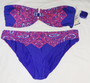 Ella Moss Bikini, Molded Cups, Removable Strap + Bottoms, Blue Pink Size L