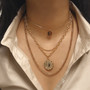 Vintage Big Coin Pendant Chunky Chain Necklace