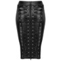 Sexy leather skirts women punk skirt black wrap pencil back zipper lace up