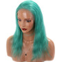 Remy Brazilian Long Straight Wig Pre Plucked Glueless Bluish Green Colored Lace Front Human Hair Wigs