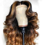 Brazilian Honey Blonde Ombre Brown With Highlight Lace Front Human Hair Wigs PrePlucked Loose Deep Wave