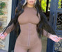 KK Long Sleeve Solid Bodycon Corset Jumpsuit