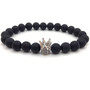 Men women stone beads bracelet charm bangles crown love jewelry gift