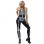 Sexy halloween fantastic scary costume women catsuit jumpsuit cosplay skeleton rose print