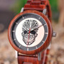 Vintage unique wood watch men relogio masculino skull quartz wristwatches