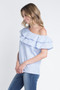 Weekend Drive Striped Off Shoulder Ruffle Blouse