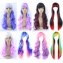 Soowee 70cm Long Women Hair Ombre Color High Temperature Fiber Wigs Pink Blue Synthetic Hair Cosplay Wig Peruca Pelucas