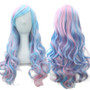 Soowee 70cm Long Women Hair Ombre Color High Temperature Fiber Wigs Pink Blue Synthetic Hair Cosplay Wig Peruca Pelucas