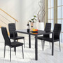 Glass Metal Table and 4 Chairs Breakfast Furniture