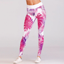 Sexy Leaf Pattern Digital Printed Skinny Leggings For Ladies