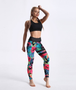 Energetic Women's Leggings Jungle Flowers With Stripe Pattern