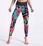 Energetic Women's Leggings Jungle Flowers With Stripe Pattern