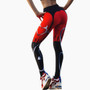 Sexy Heart Print Leggings Women Red Black Patchwork Sporting Pants