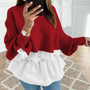 Ruffled Knitted Patchwork Sweater