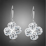 Clover Drop Earrings (White Gold)