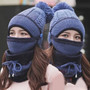 Beanie pompom + Mask + Neck scarf