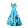 Vintage 1950s Blue & Black Polka Dot Swing Dress