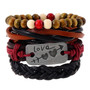 Leather bracelets men cuff jewelry punk weave wrap strand