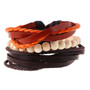 Leather bracelets men cuff jewelry punk weave wrap strand