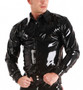 Black Latex Blouse Jacket Rubber Men's Suit