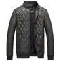 Leather Bomber Jacket Men Motorcycle Coat Casual Warm Outwear