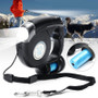 3 In 1 Dog Retractable Extendable Leash Lead, LED Flashlight & Garbage Bag.