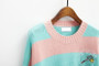 Korean Knitted Cartoon Embroidery Candy-Colored Striped Sweater