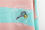 Korean Knitted Cartoon Embroidery Candy-Colored Striped Sweater