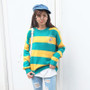 Korean Knitted Cartoon Embroidery Candy-Colored Striped Sweater