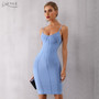 Adyce 2020 New Summer Blue Bodycon Bandage Dress Women Sexy Spaghetti Strap Vestido Strapless Midi Celebrity Evening Party Dress