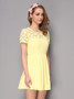 FOGIMOYA Dress Women Summer 2017 Fashion Lace Embroidery Patchwork Hollow Out Dresses Women's O Neck Mini Bodycon Lace Dress