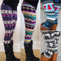 High Quality 2017 Comfortable Women girl casual Winter Christmas Snowflake Knitted Elastic printed Leggings Fitness Cotton Pants