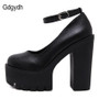 Gdgydh 2017 new spring autumn casual high-heeled shoes sexy ruslana korshunova thick heels platform pumps Black White Size 40