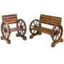 Wooden Wagon Wheel Rustic Outdoor Garden Patio Single & Two Seater Bench Set