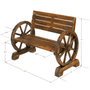 Wooden Wagon Wheel Bench Garden Two Seater Loveseat Chair Patio Outdoor Furniture Rustic Wood Brown
